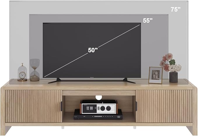FATORRI TV Stand for TVs up to 75/65/55 Inch, Wood Entertainment Center