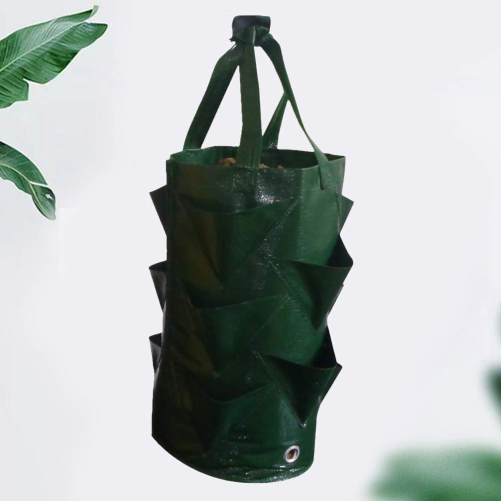 Hemoton 3 Gallons Planting Grow Bag, Hanging Strawberry Bags, Plastic Strawberry Planter Bags, Perfect for Growing Strawberry,Tomato,Pepper,Cucumber,Herbs,Lettuce,Greens,Flowers and More! (Green)