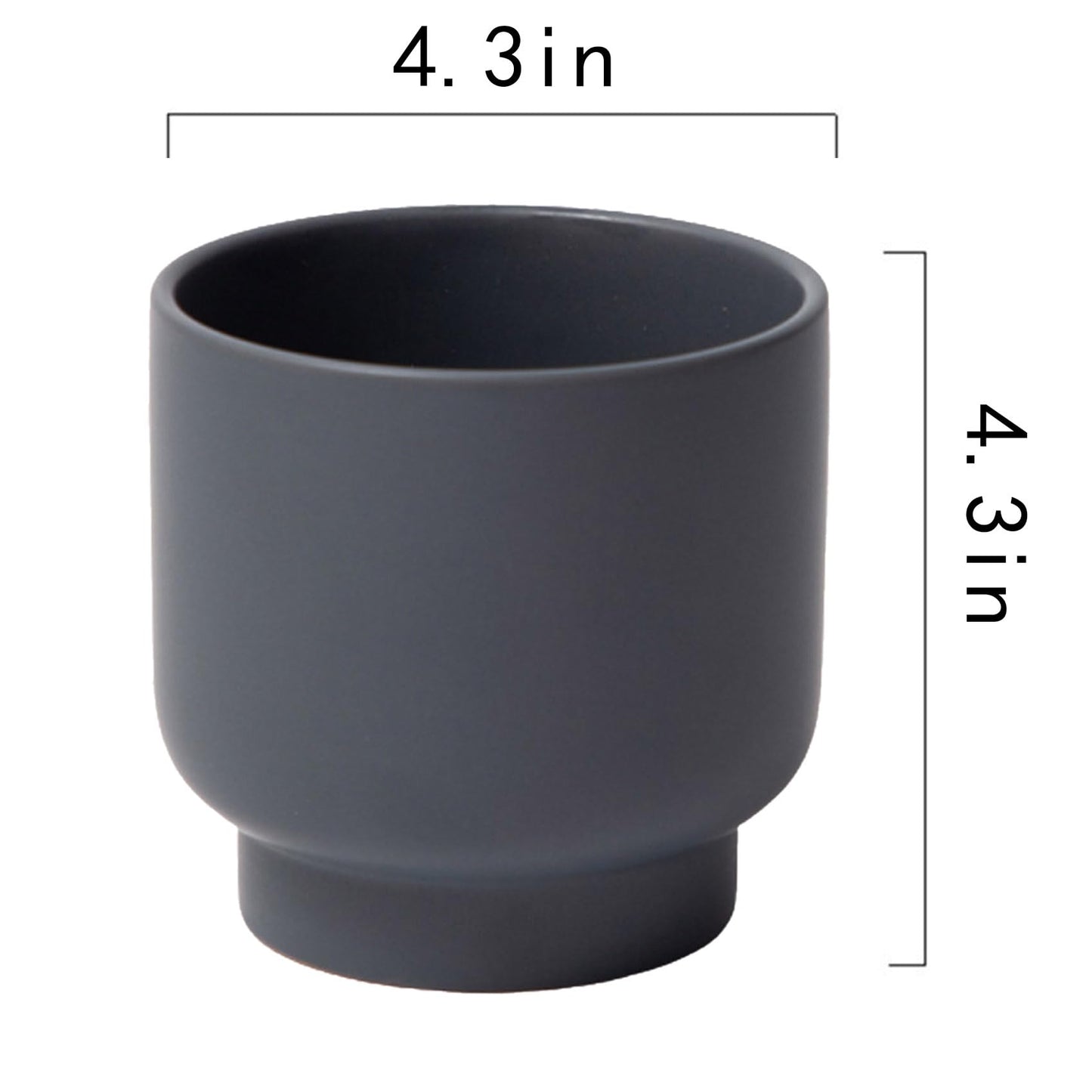 LB Grey Ceramic Planters for Indoor Plants, Succulent Plant Pots Ceramic Flower Pots, Modern Plant Pot for Living Room Office Home Decor, Round Flower Pot of 4.3 Inch(Plant Not Included)