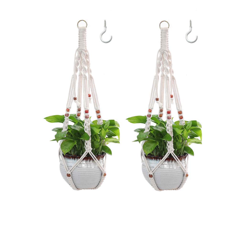 Belit 2 Pack Macrame Plant Hangers Indoor Hanging Planter Basket Decorative Flower Pot Holder Rope for Indoor Outdoor Home Decor
