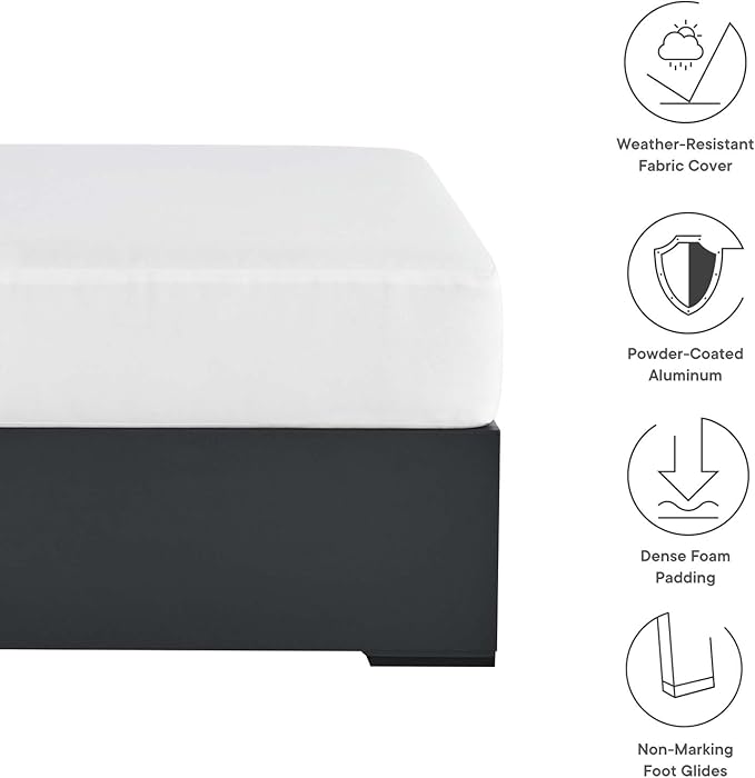 Modway Tahoe Aluminum Ottoman in Gray White