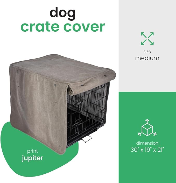 Molly Mutt Jupiter Dog Crate Cover, GOTS-Certified 100% Organic Cotton Canvas Cover for Dog or Puppy Kennel and Cage, Washable, Free of Harmful Chemicals, Medium/Large, Fits 30"x19"x21" Crate