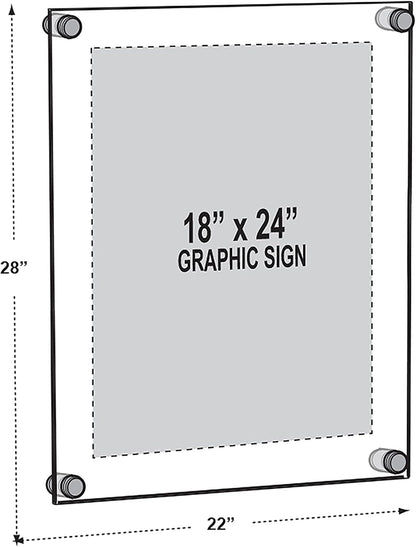 Azar Displays 105524-GLD Acrylic Floating Double Panel Wall Frame,18" x 24" Graphic Size, Overall Frame Size: 18" x 24", Gold