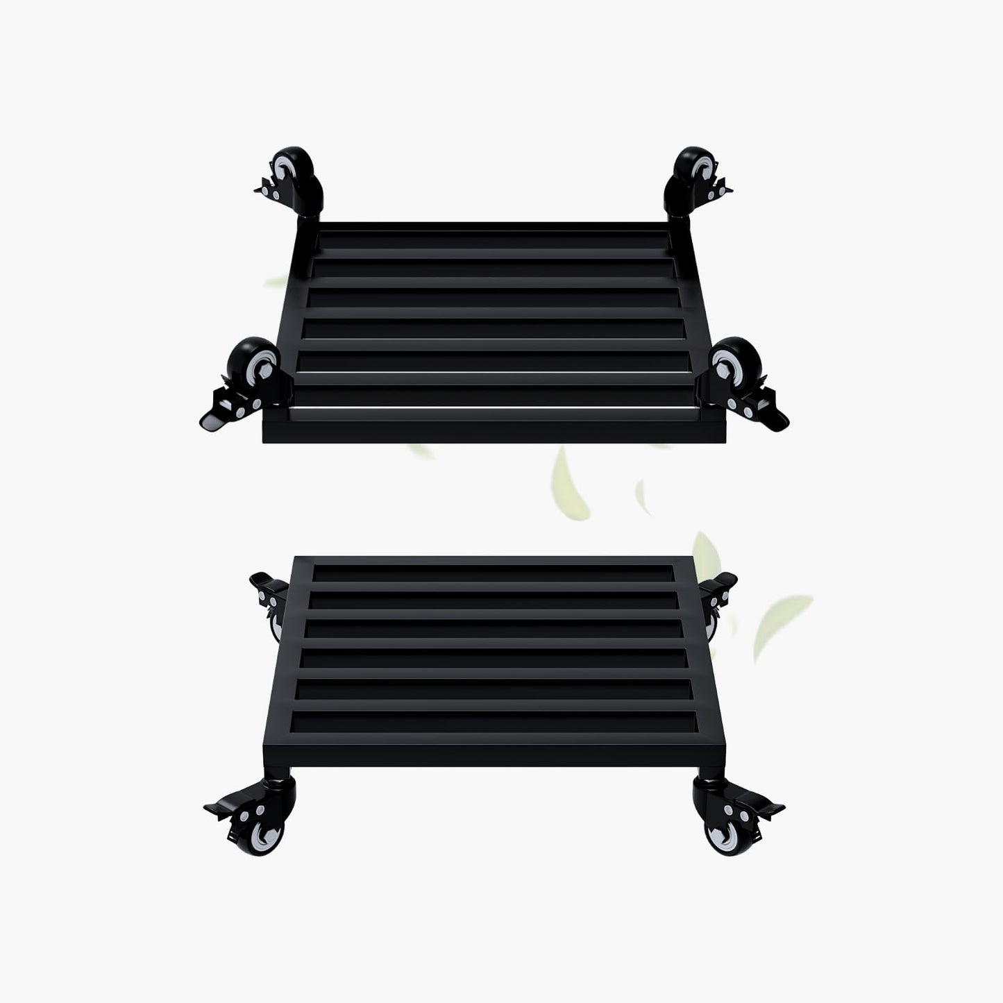 Zhongma 2 Pack 14" x14"x 3.5"H Square Plant Caddy with Wheels, Fully Assembled, Heavy Duty Construction, 300 Lbs Capacity, Load-Bearing Wheels with Brakes, No Installation Required
