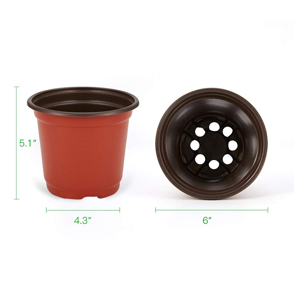 JERIA 200 Pack 6 Inch Plastic Nursery Pots Comewith Drainage Holes, Seedling Flower Plant Container and Seed Starting Pots with 200 Pcs Labels