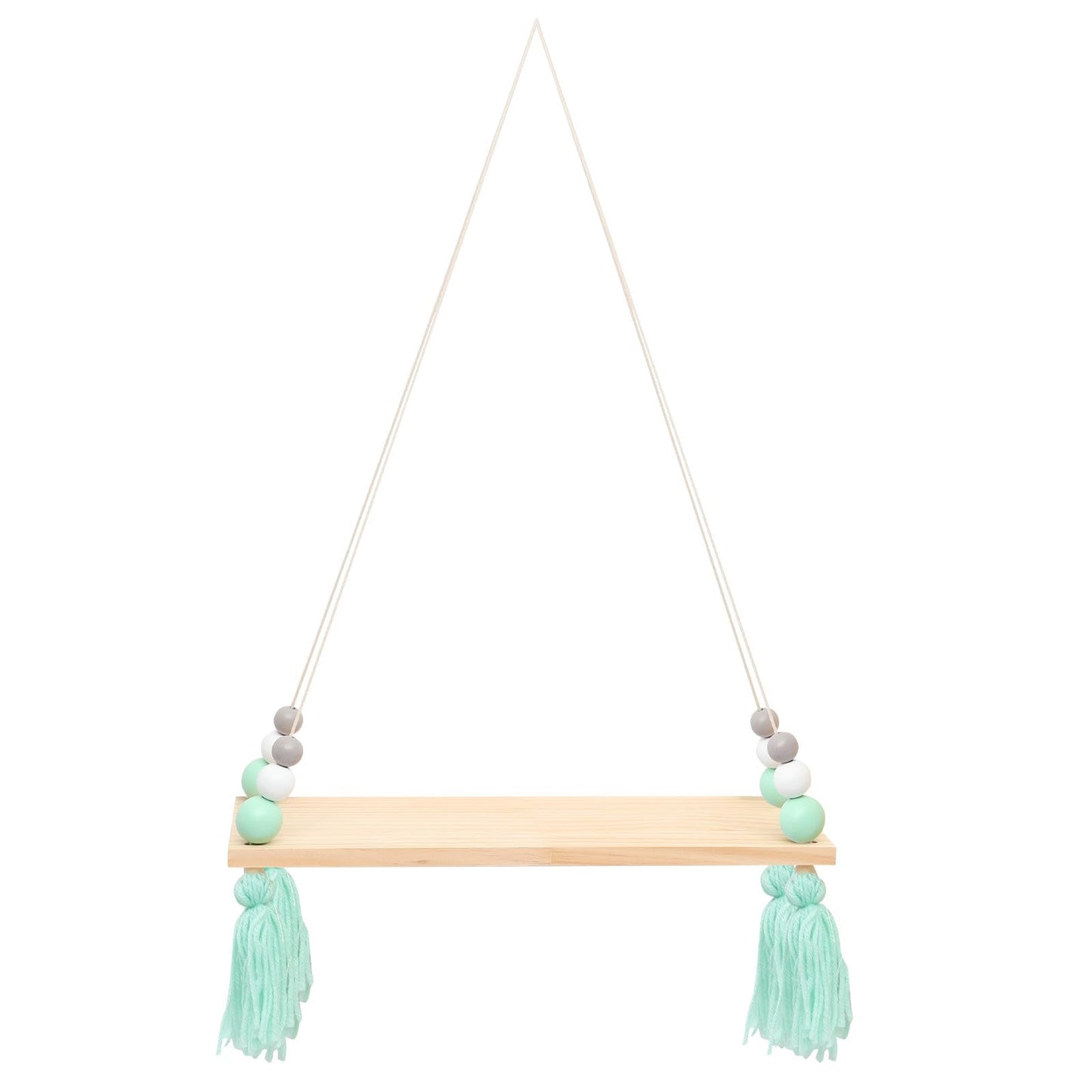 OSALADI Wooden Hanging Flowerpot Storage Rack with Tassel Decorative Shelf for Wall Stylish Vertical Display for Plants and Home Decor and Space-Saving Storage