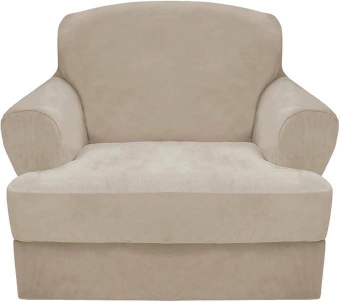 CUCRAF T Cushion Sofa Cover 2 Piece Armchair Slipcovers, Soft Thick Velvet