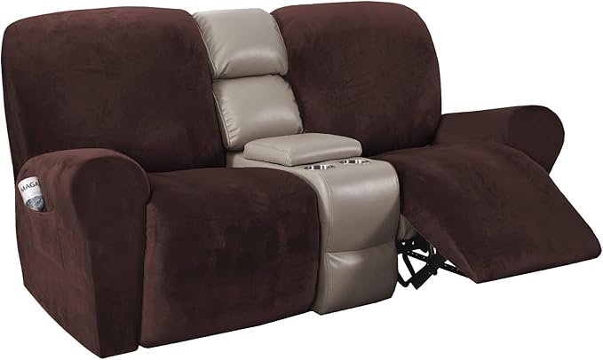 H.VERSAILTEX Velvet Stretch Recliner Couch Covers 6-Pieces Recliner Loveseat