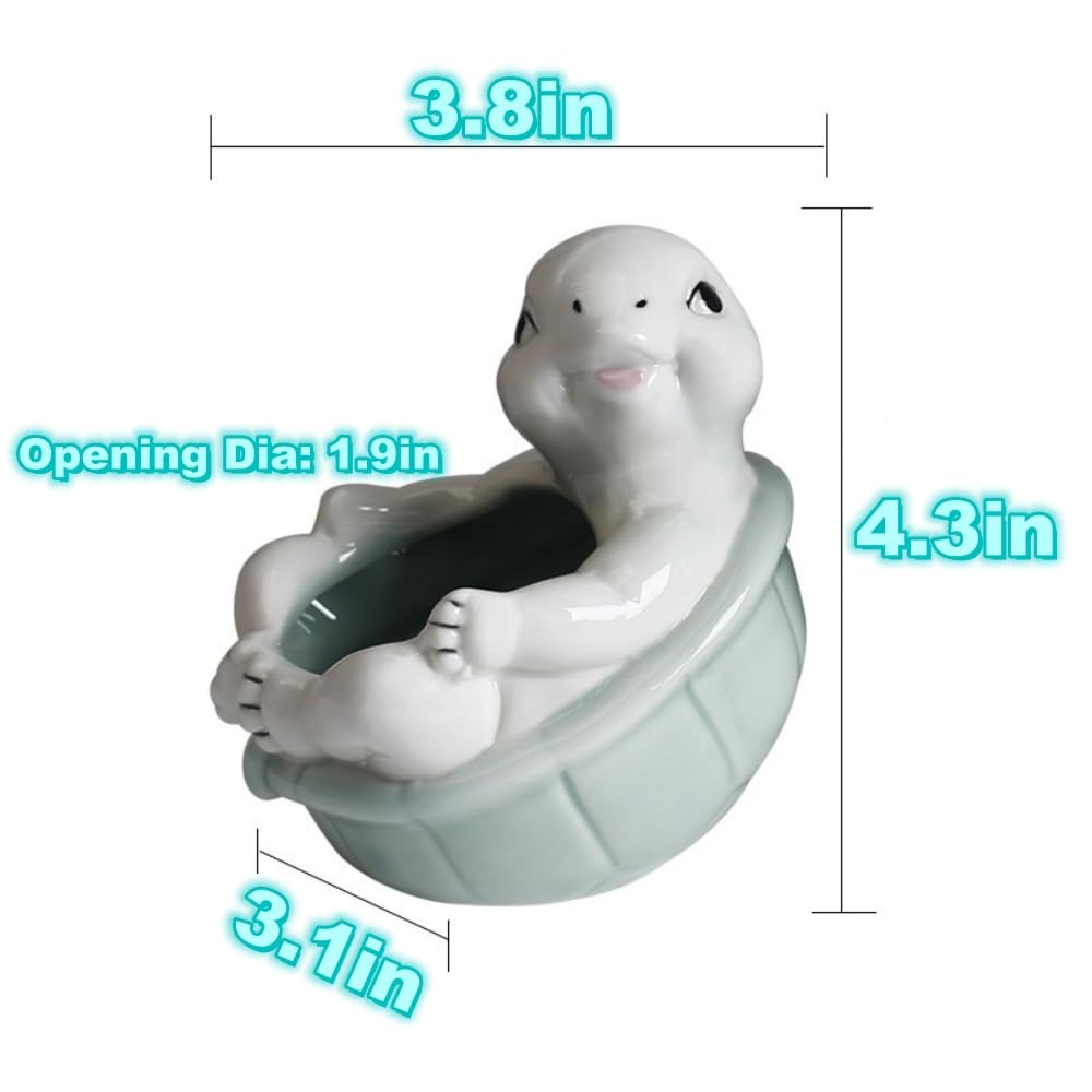ourhommie Turtle Succulent Planter Pots Ceramic Air Plants Holder Cute Flower Cactus Display Container Miniature Plants Pot Small Pottery Bonsai Pot Home Garden Decor for Plants Lover, No Plant