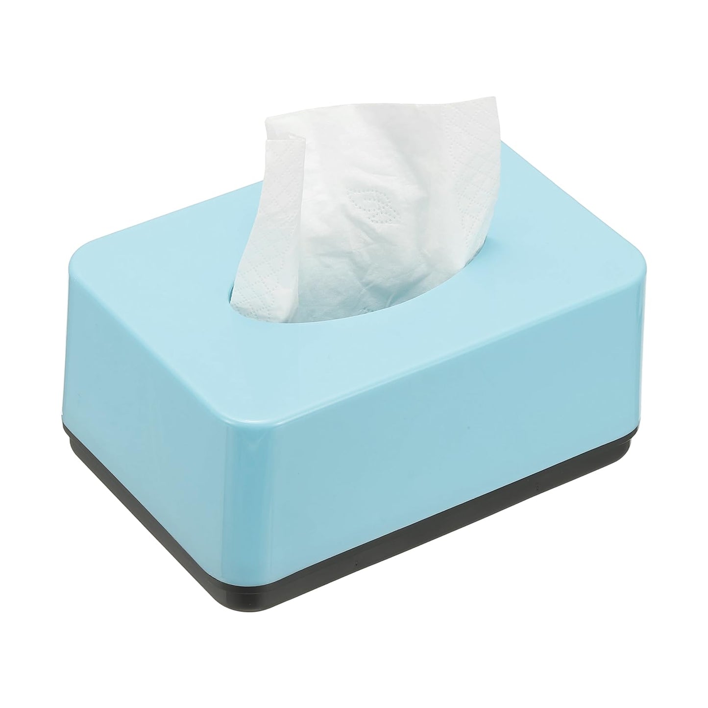 uxcell Tissue Box Cover, Plastic Rectangle Modern Facial Tissue Box Holder Desktop Napkin Organizer Container for Living Room Bedroom Office Hotel Desk Car, Light Blue