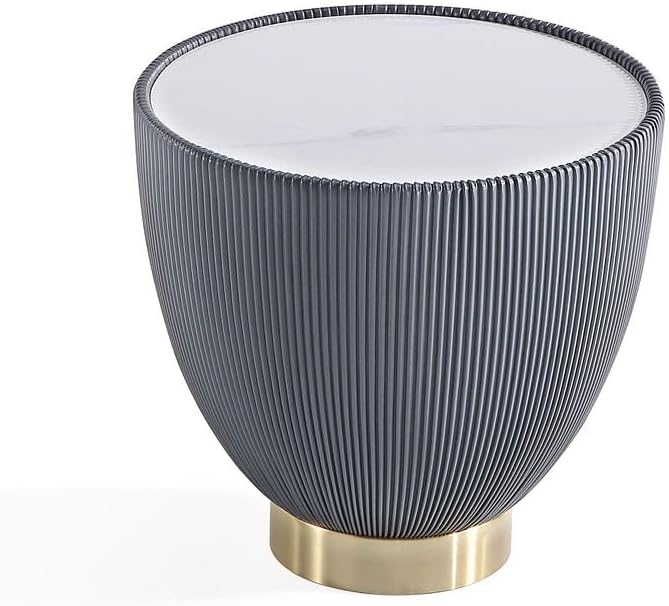 Manhattan Comfort Anderson Modern 18" Round End Table 2.0 | Ceramic Marble