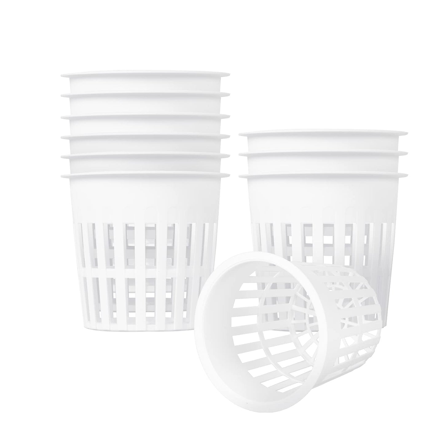 ISKYBOB 10 Pieces White Plastic Garden Mesh Net Pot Hydroponic Basket Planting Nursery Grow Supplies, 11cm/4.3inch