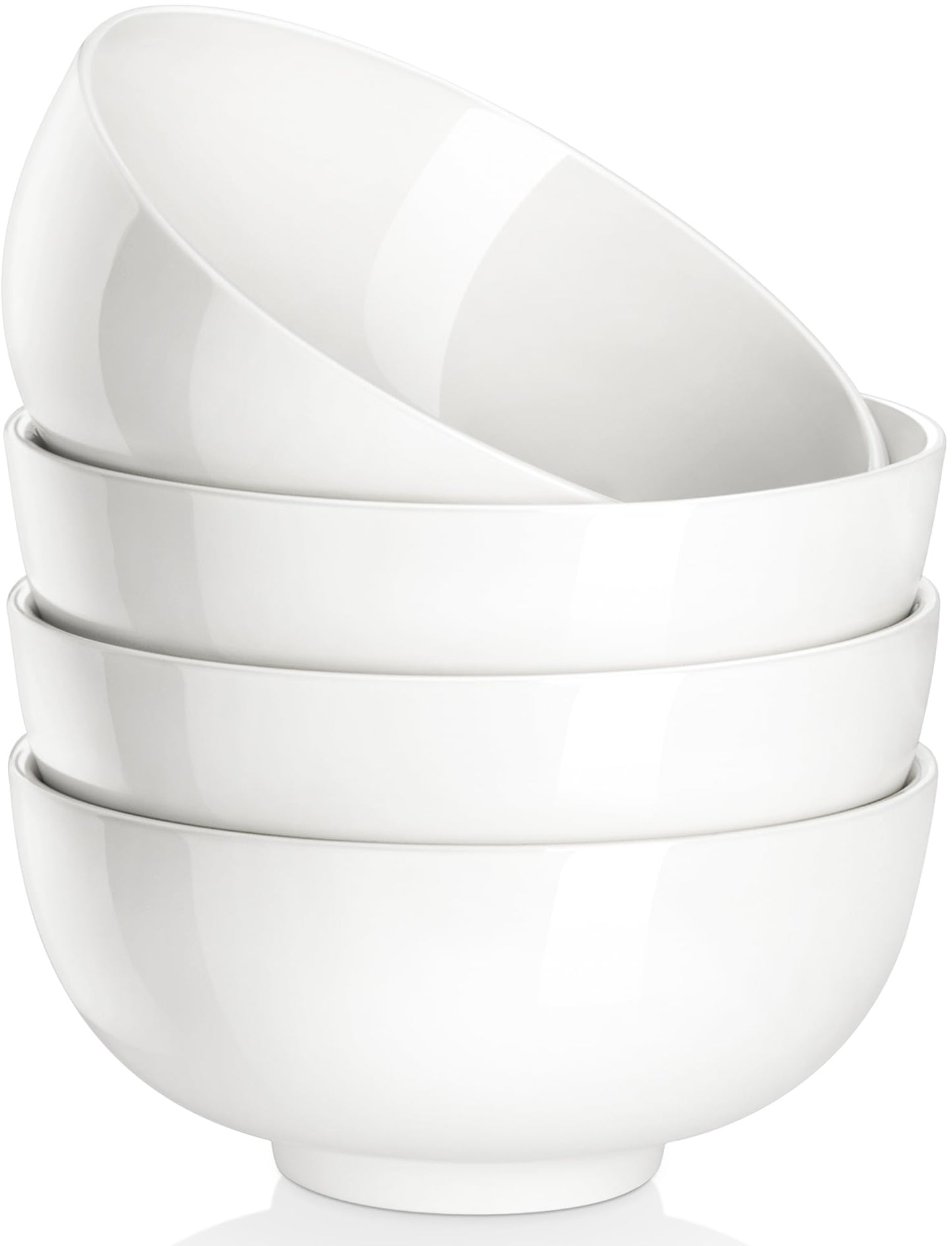 MALACASA 26 OZ Porcelain Soup Bowls Set of 4, White Ceramic Bowls for Kitchen, Cereal Bowl for Oatmeal, Fruit, Salad, Ramen and Rice Bowl -Dishwasher & Microwave Safe Bowls