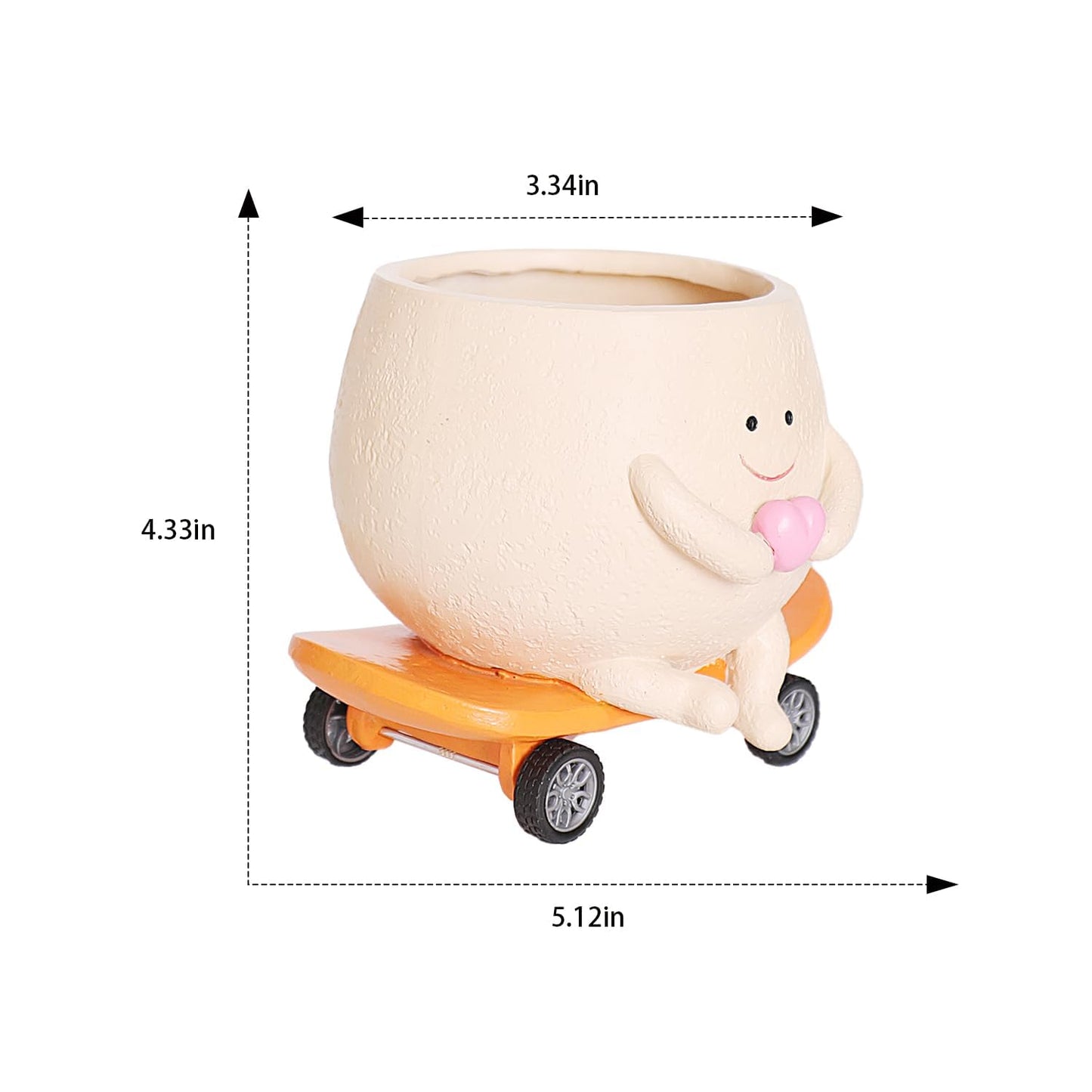 NINIPAPA Funny Smiley Face Planter Pots Cute Succulent Plant Pot, Head Skateboard Flower Planters with Drainage Hole for Indoor Outdoor, Unique Christmas Birthday Gifts for Plant Lover and Mom