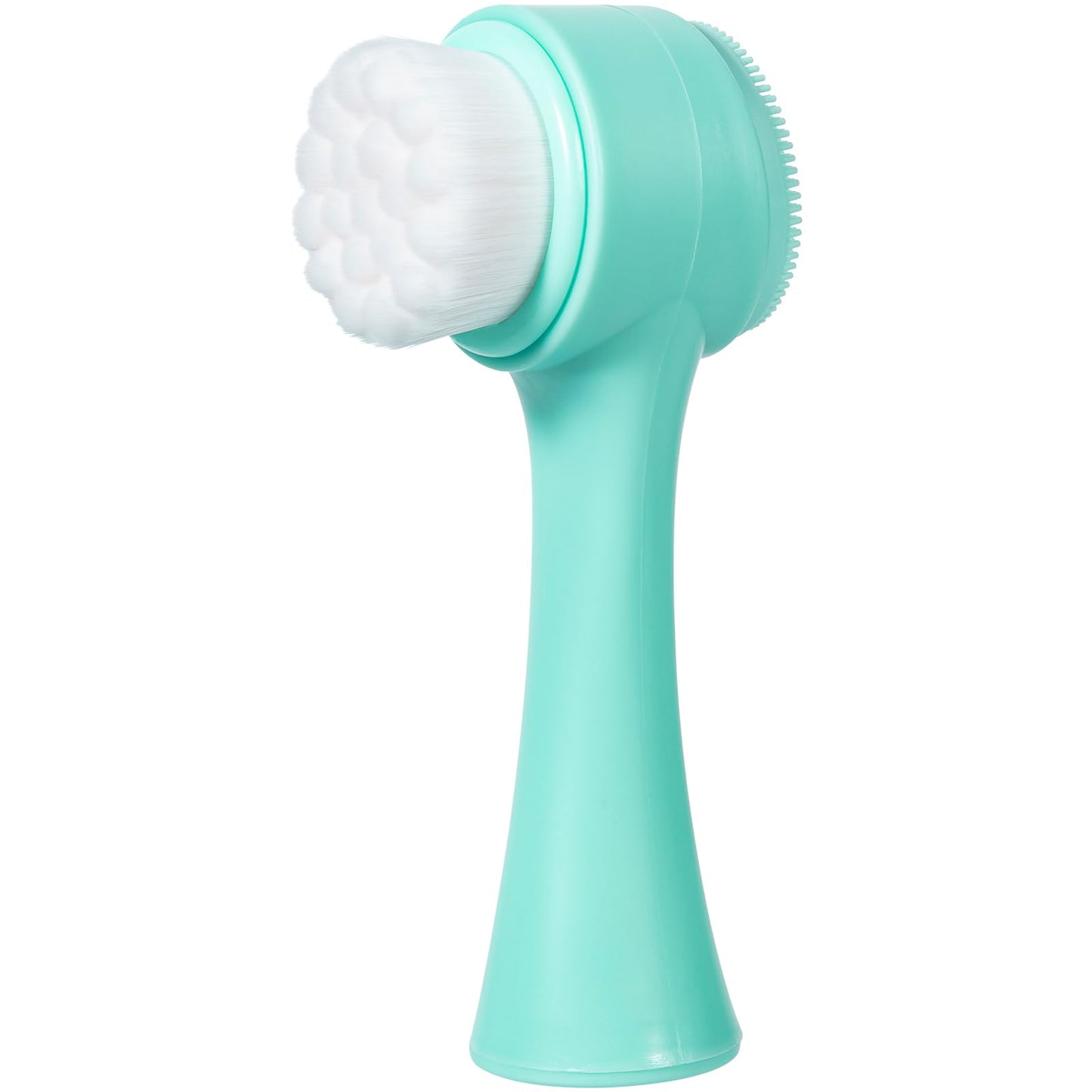 Face Brush 2 in 1, Facial Cleansing Exfoliating Scrubber Brush, Silicone Double Side Manual Face Wash Scrub Brush with Soft Bamboo Charcoal Fiber for Deep Pore Cleansing, Massaging, Skin Care