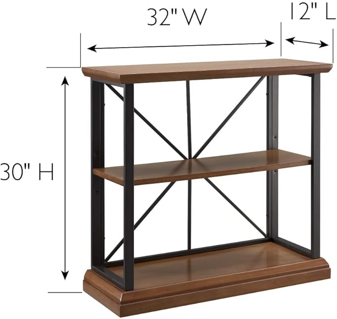 Leick Home Finnick Mixed Metal Bookshelf, 2 Shelves, Easy Assembly,