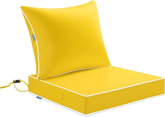 MIULEE Yellow Outdoor Seat Cushion 22x24 Inch Waterproof & 3 Year Fade
