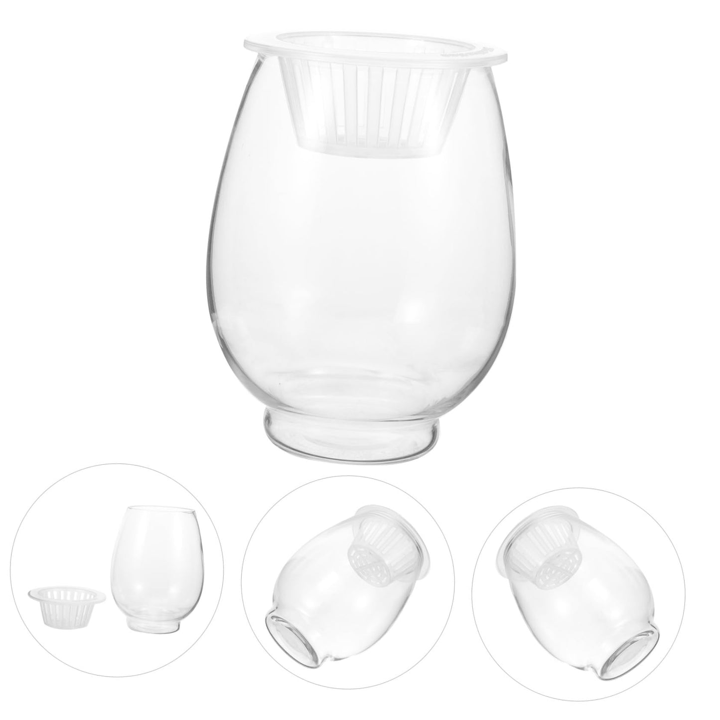 Happyyami Flower Glass Terrarium Simple Design Hydroponic Vase for Plants Desktop Planter for Decoration and Elegant Flower Holder