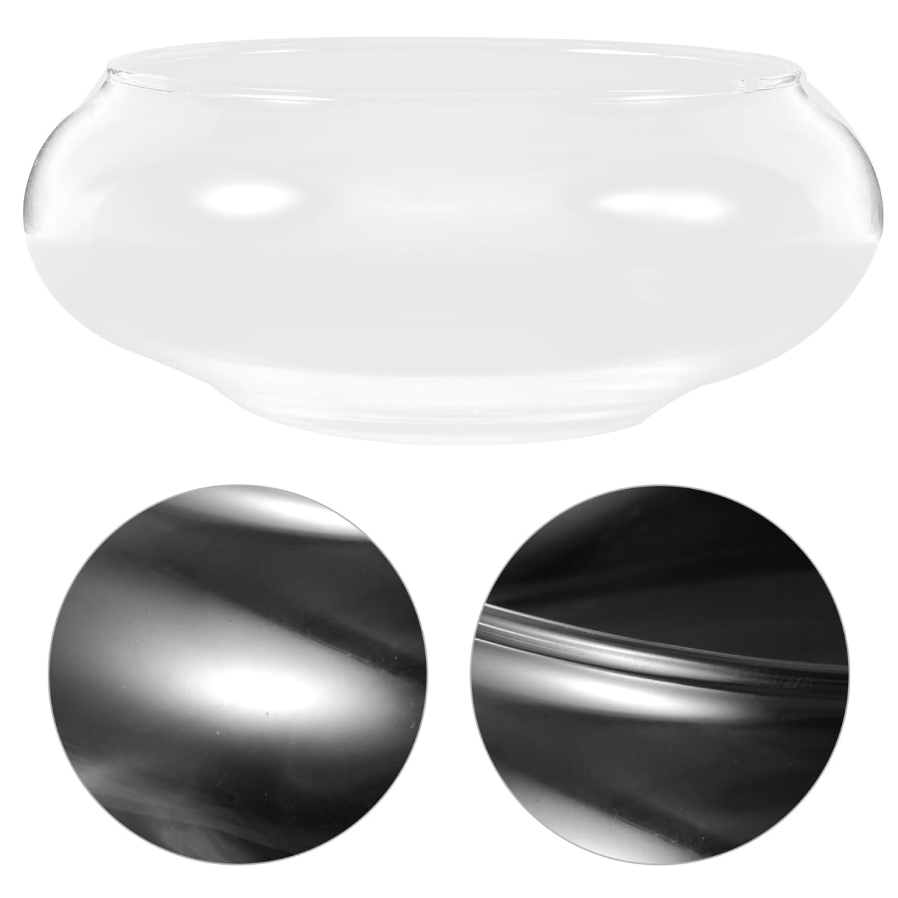 Glass Terrarium Bowl: 5.90" Round Shallow Planter and Betta Fish Tank - Clear Glass Bowl Vase for Hydroponics, Succulents and Wedding Table Decor (15cm Wide)