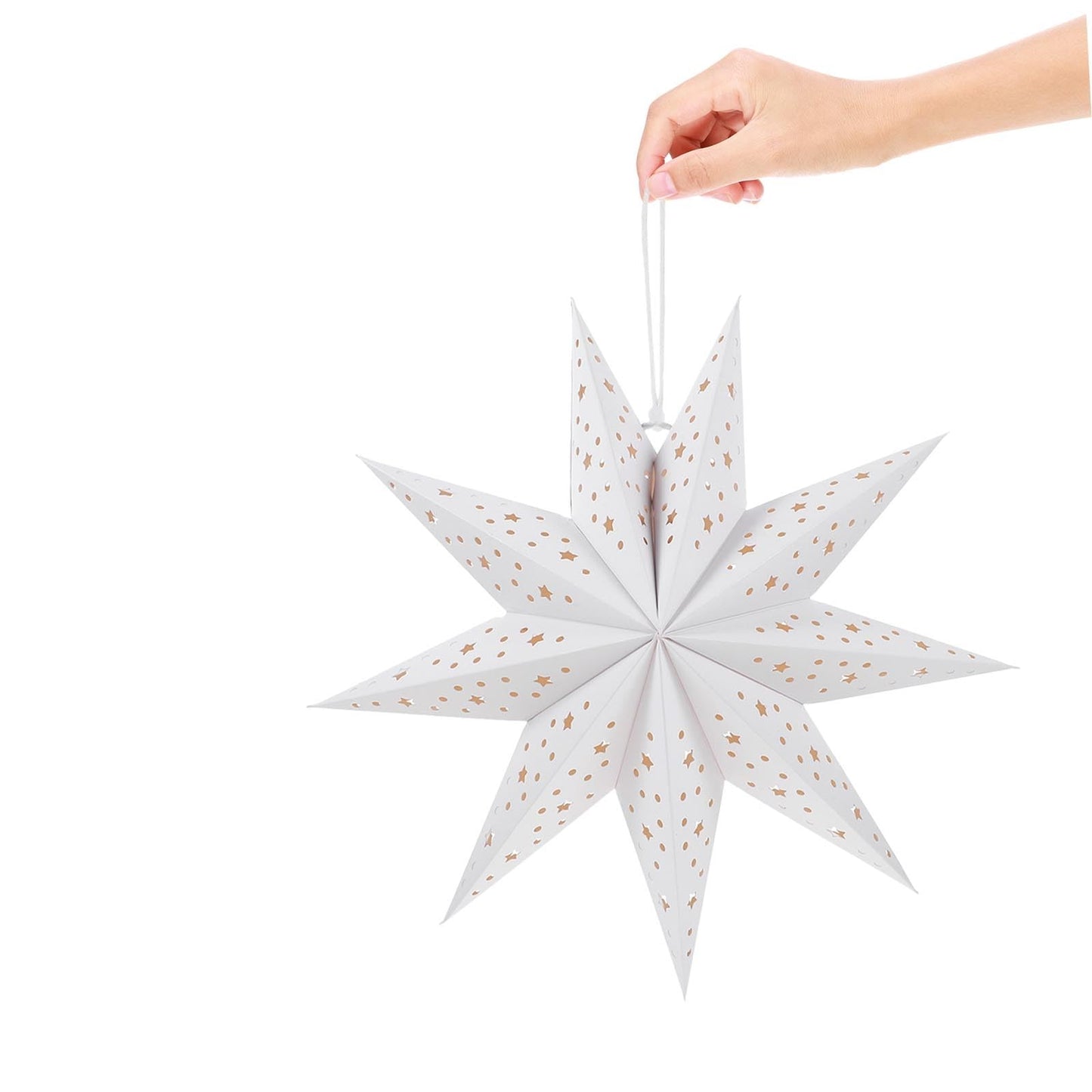 Toddmomy 3 Pack 14 Inch White Paper Star Lampshades - 3D Hollow Hanging Pendant Decor Paper Star Lanterns for Christmas Wedding Birthday Home Party Festival New Year Valentine's Day