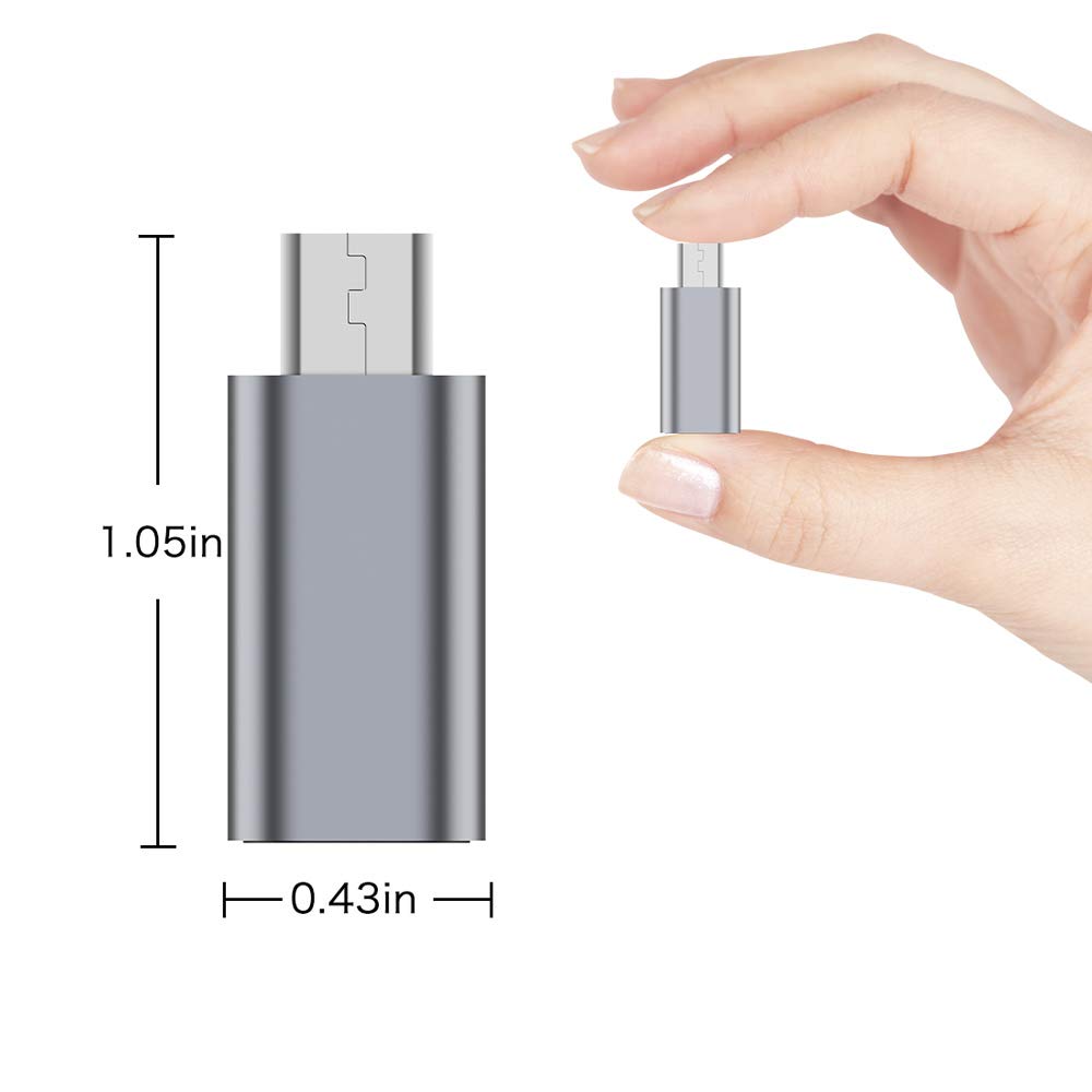 JXMOX USB C to Micro USB Adapter, (4-Pack) Type C Female to Micro USB Male Convert Connector Support Charge Data Sync Compatible with Samsung Galaxy S7 S7 Edge, Nexus 5 6 and Micro USB Devices (Grey)