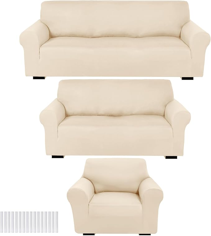 Peryiter 3 Pcs Couch and Loveseat Covers Set Sofa Cover