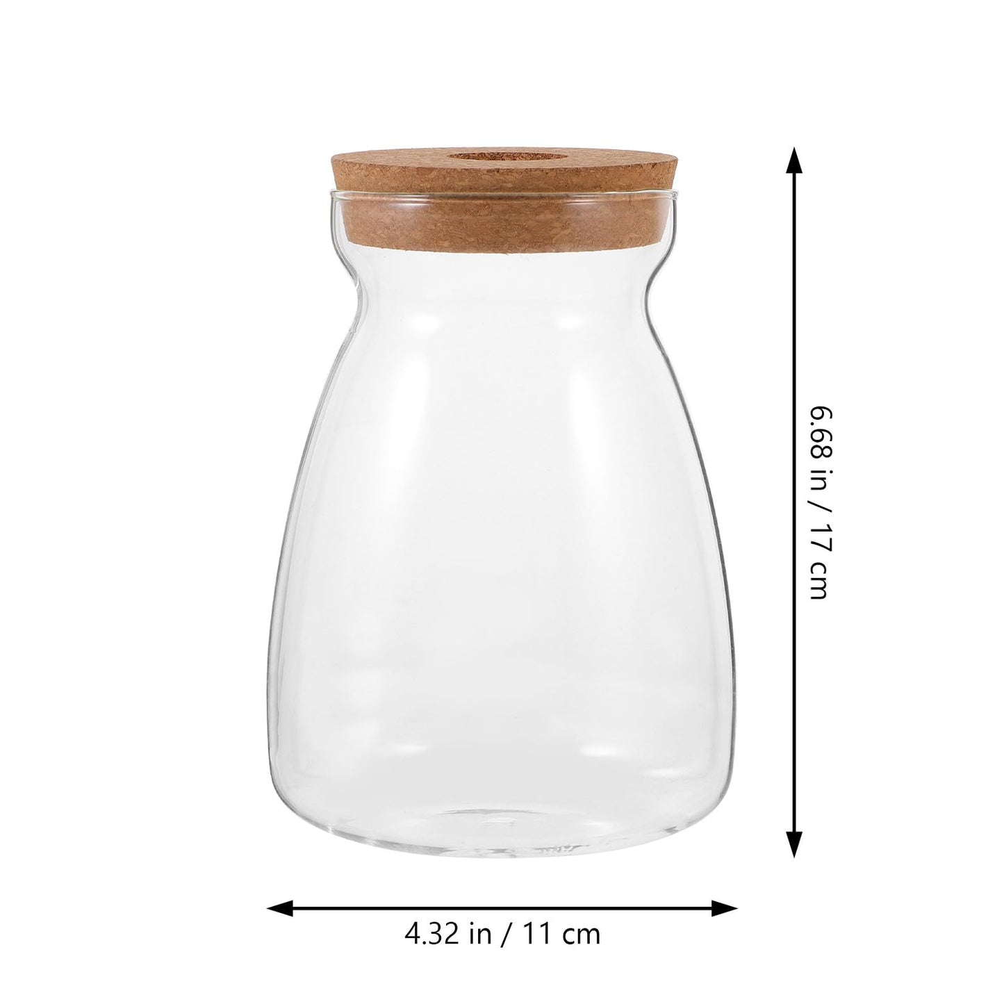 CONGARTENO Glass Flower Vase Hydroponic Succulent Planter Large Trapezoid Glass Vase with Wooden Stopper 3cm Hole for Indoor Plant Terrarium and Floral Arrangement