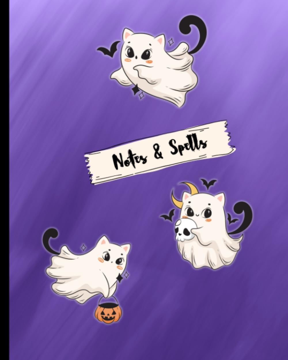 Halloween Inspirational Journal: Kawaii Kitten Ghosts | Paperback Notebook | 8" X 10" | 120 pages