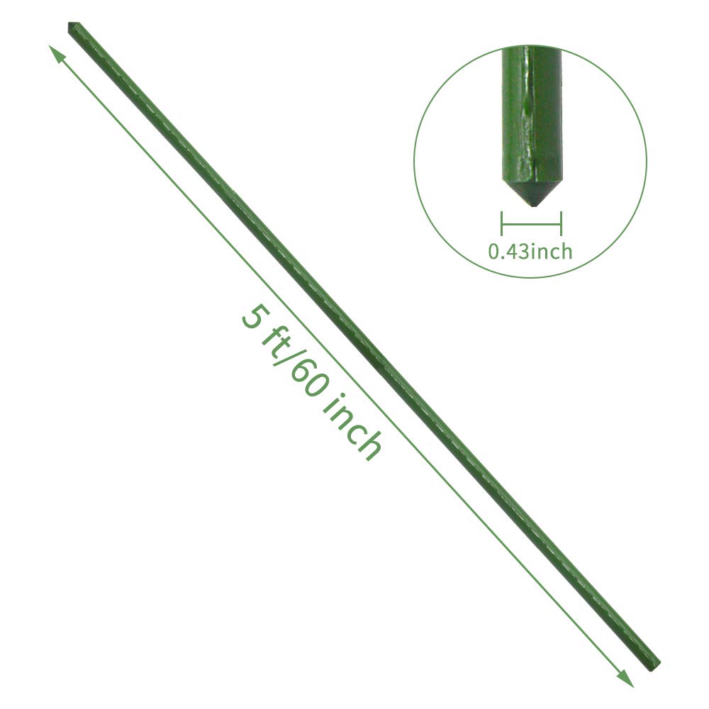 YIDIE Garden Stakes Sturdy Metal Fence Post 5 Ft Plastic Coated Steel Plant Sticks for Tomatoes,Trees,Cucumber,Fences,Beans,Pack of 50