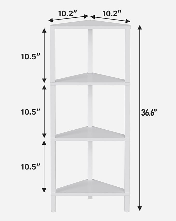TUTOTAK Corner Shelf, 4-Tier Corner Bookshelf