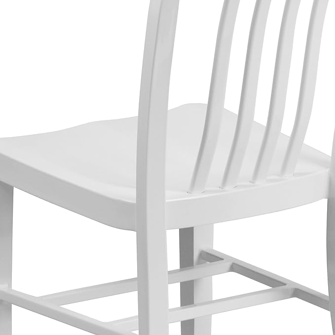 Flash Furniture Commercial Grade White Metal Indoor-Outdoor Chair