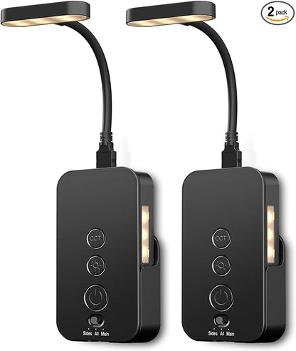 Ellasay Wall Mounted Reading Light: Dimmable LED Night Lights with Timer & Memory - Adjustable Gooseneck USB Powered - Easy Install for Kids Bedroom/Dorm Room/RV 2 Pack (Black)