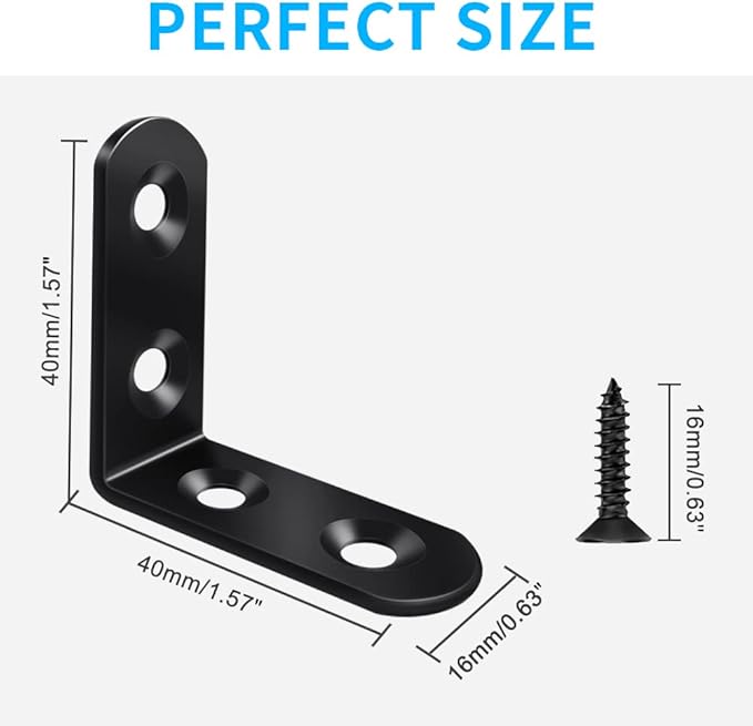 Vicuna R 18 Black L Brackets, Stainless Steel Corner Brace