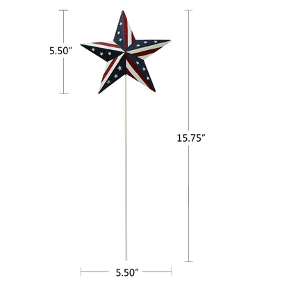 Morning View American Flag Barn Star Garden Stake Set of 4, Metal Patriotic Garden Stake Decorative USA Yard Signs Outdoor US Flags Lawn Porch for 4th of July Memorial Day 15.75 Inches Tall