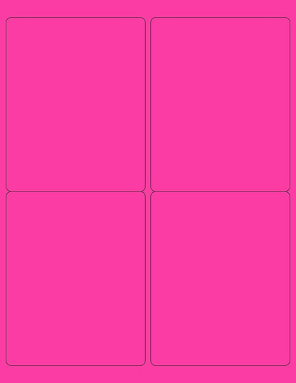 8-1/2 x 11" Neon Color High Light Fluorescent Labels for Laser & Inkjet Printer (Pink Fluorescent, 4 x 5" - 4 Per Page | 100 Labels)