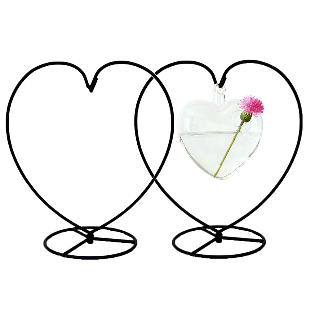YY YEARCHY Ornament Display Stand Heart Shaped Hook Rack Holder for Hanging Glass Globe Pot Terrarium Witch Ball Home Christmas Wedding Decoration Creative Gift (2, 11“x10.2"x5.9")