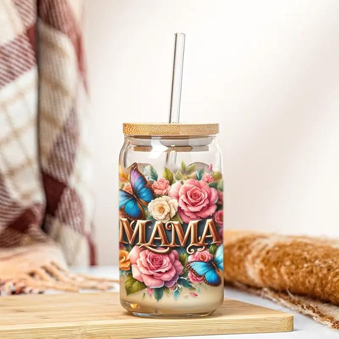 4pcs Mother's Day Series Design UV DTF Cup Wraps Winter UV DTF Transfer Sticker