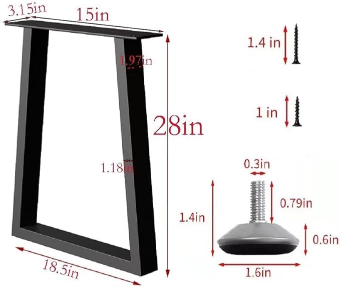 Metal Table Legs 28 inch, Heavy Duty DIY Industrial Desk Furniture Legs Set of