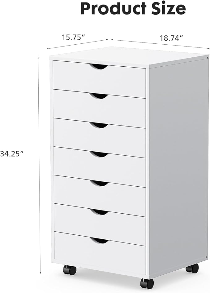 OLIXIS 7 Drawer Mobile File Cabinet Under Desk Storage Organization