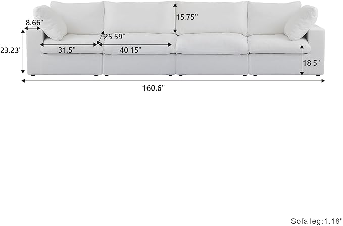 Cloud Modular Sectional Sofa Couch, 4 Seater Sofa