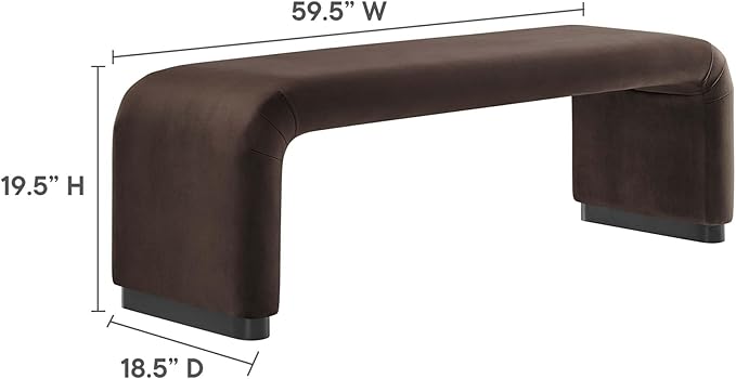 Modway EEI-6734-BLK-CHB Koda Performance Velvet Waterfall Long Bench