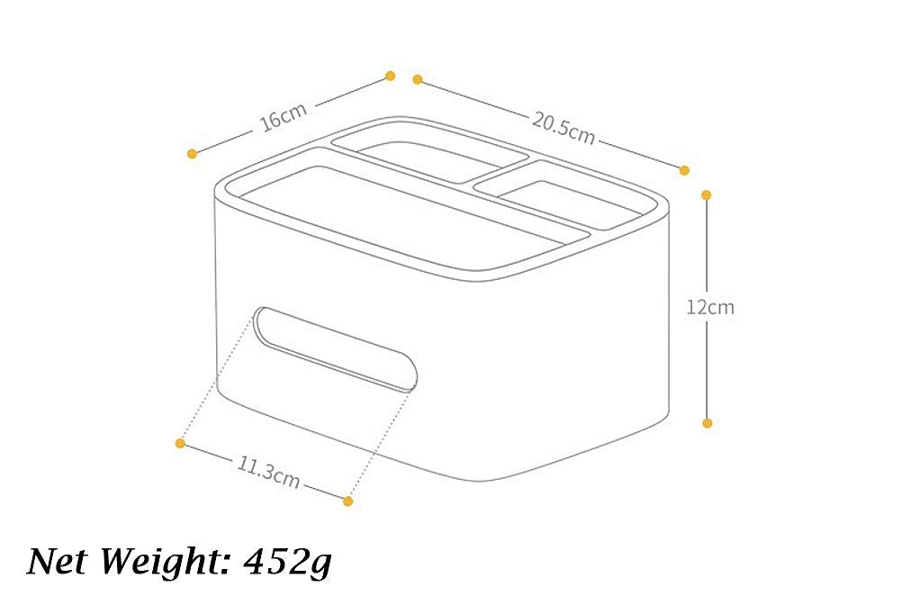 Multifunction Rectangular Tissue Holder Cover Case Facial Tissue Paper Box Napkins Dispenser Container Stylish Remote Control Desk Storage for Living Room Bedroom Dressers Home Office (Grey)