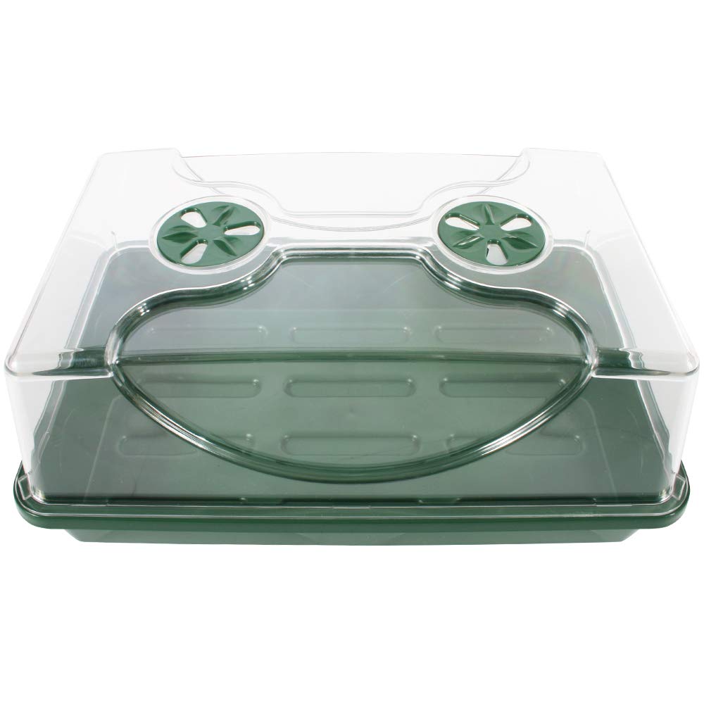 EarlyGrow 70738 Medium Domed Propagator, 15" x 9" x 7", Black/Dark Green