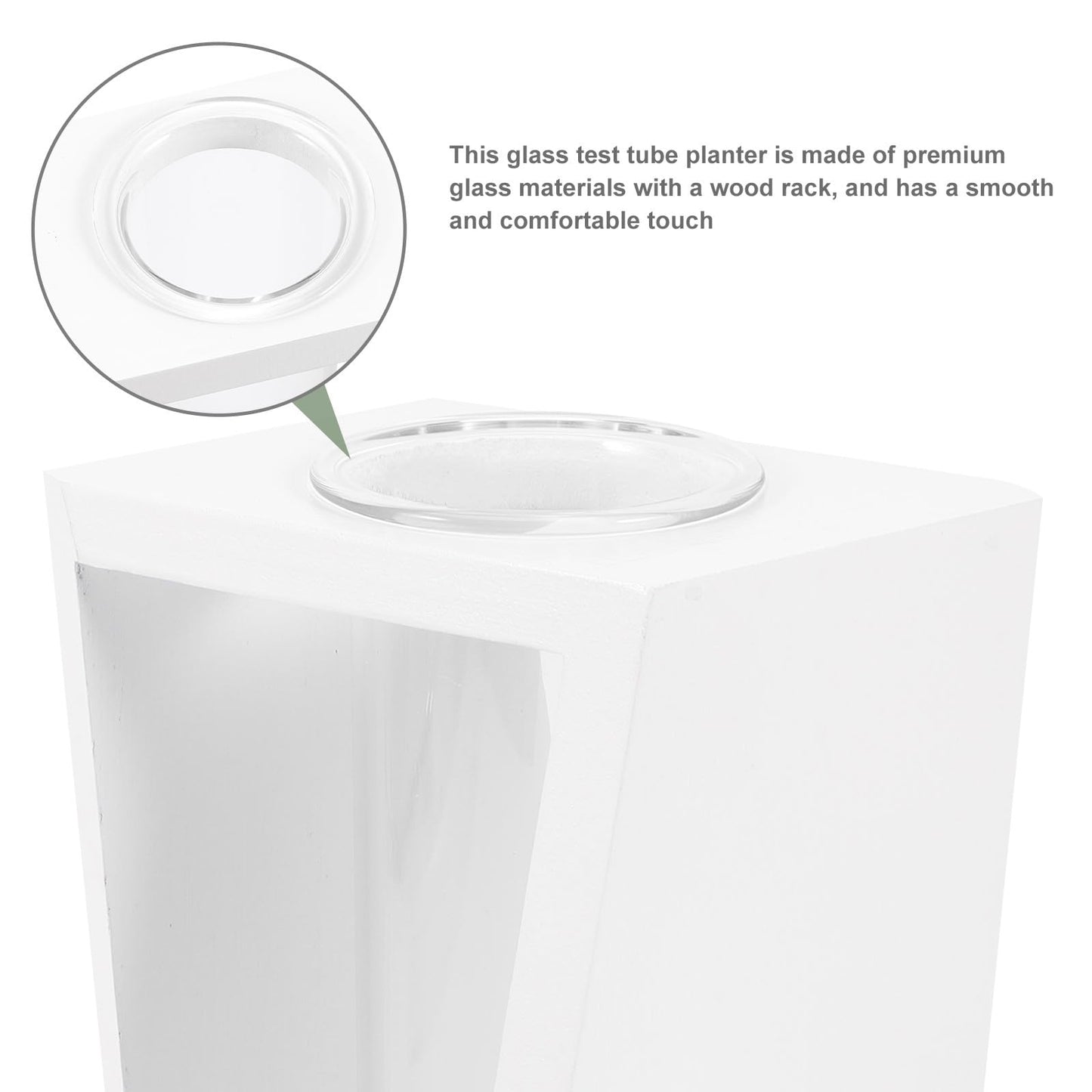 Hemobllo Nordic Style Wooden Frame Glass Propagation Vase Test Tube Planter for Indoor Hydroponic Plants White Holder Home Décor Terrarium Container