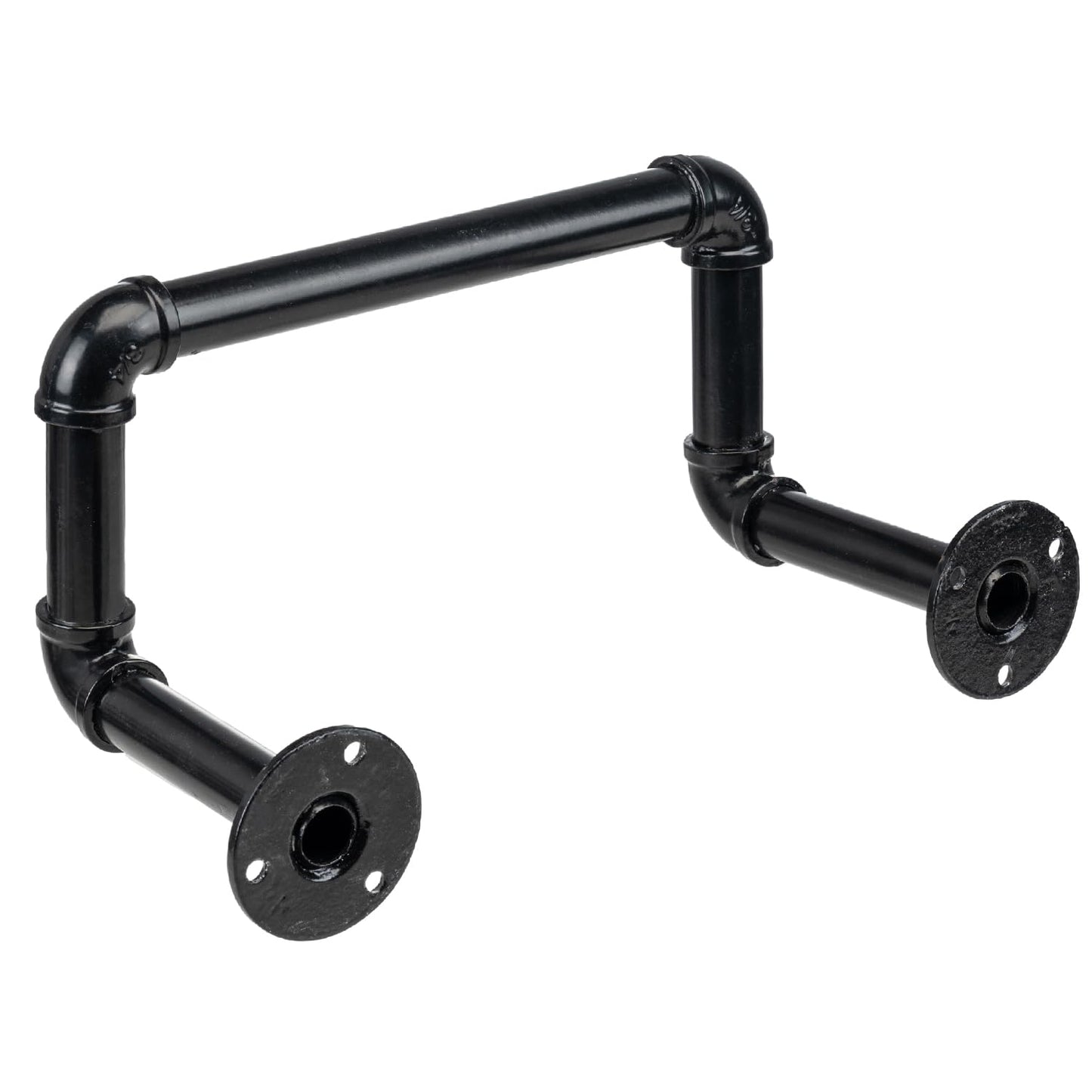 MyGift Wall Mounted Garden Water Hose Hanger, Industrial Matte Black Metal Hanging Waterhose Reel Holder Storage Rack with Decorative Pipe Fixture Design