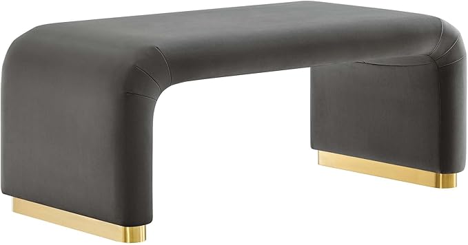 Modway EEI-6735-BRA-STG Koda Performance Velvet Waterfall Ottoman, Brass Storm
