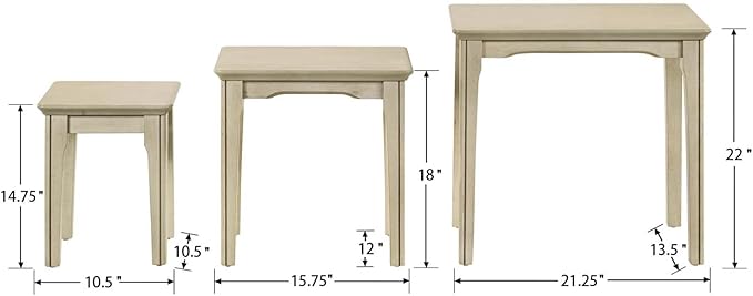 Kmax Nesting Tables Set of 3, Small Sofa Side Table Rustic Stacking End Table