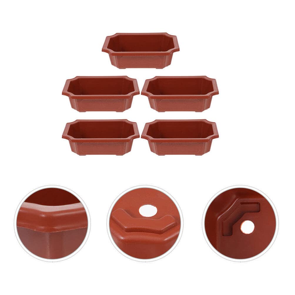 Healeved 10Pcs Small Bonsai Pot with Drainage Holes 6.3in X 4.6in Rectangular Bonsai Training Pots Plastic Flowerpot for Indoor Succulents Cactus Plants Growing Planter for Garden