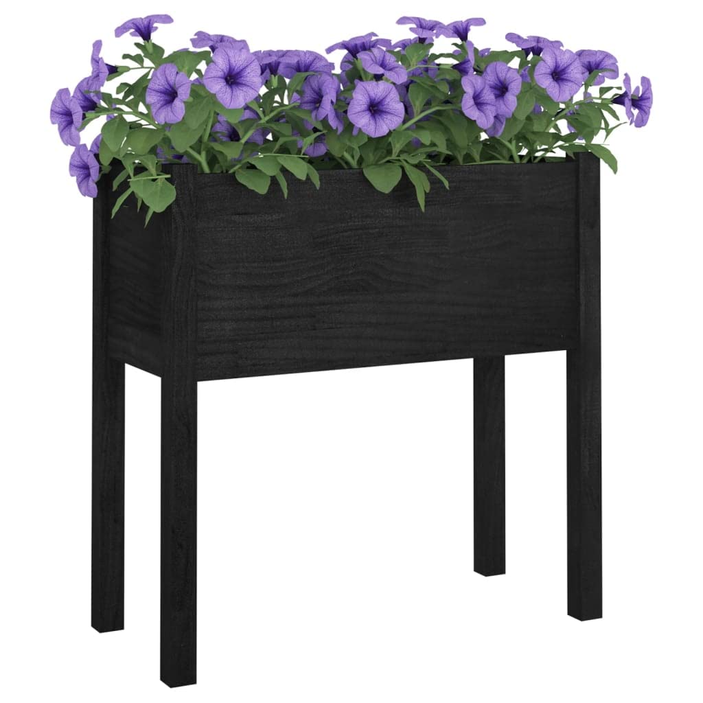 FMPGJLYH Large Outdoor Garden Planter Box, 27.6 Inch Square Wood Flower Pot for Patio, Balcony, Backyard, Matte Black Finish