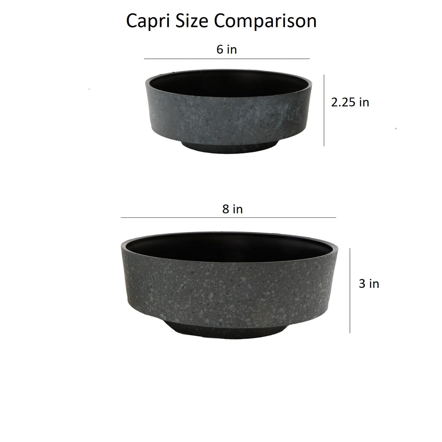 The HC Companies 8 Inch Round Plastic Succulent Capri Bowl 8"x8"x3" in Faux Concrete Color